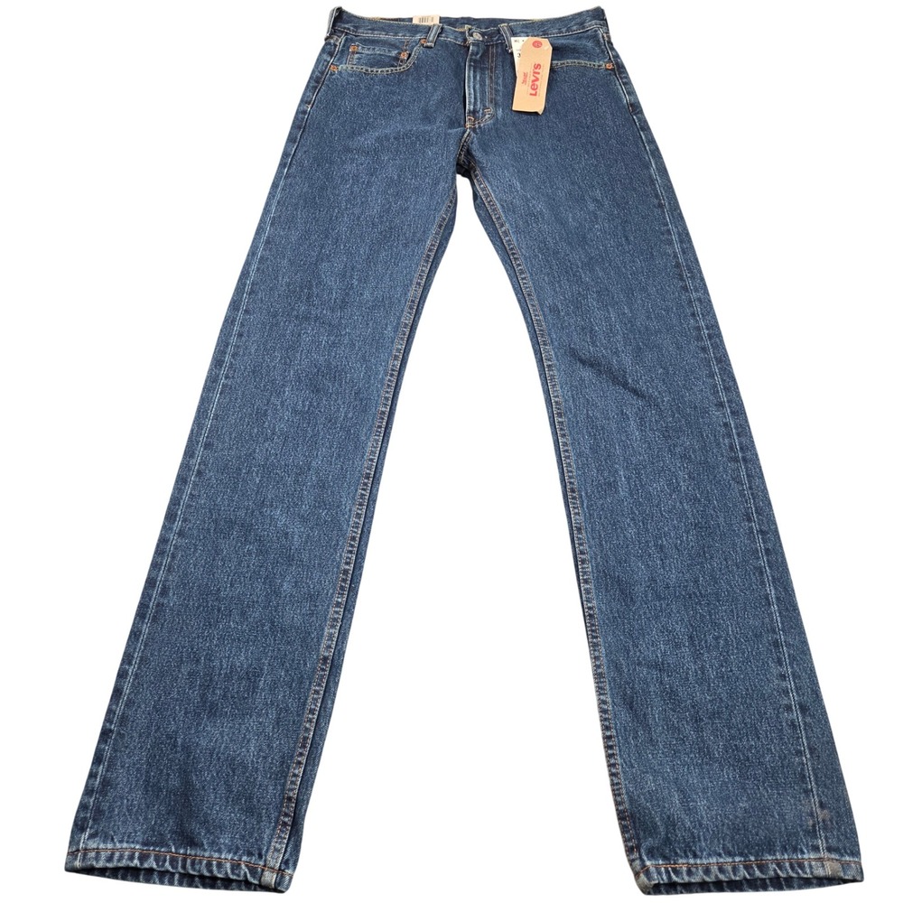 Levis 505 Jeans Mens 32x36 Blue Dark Wash NWT Regular Fit Straight Leg 005054886